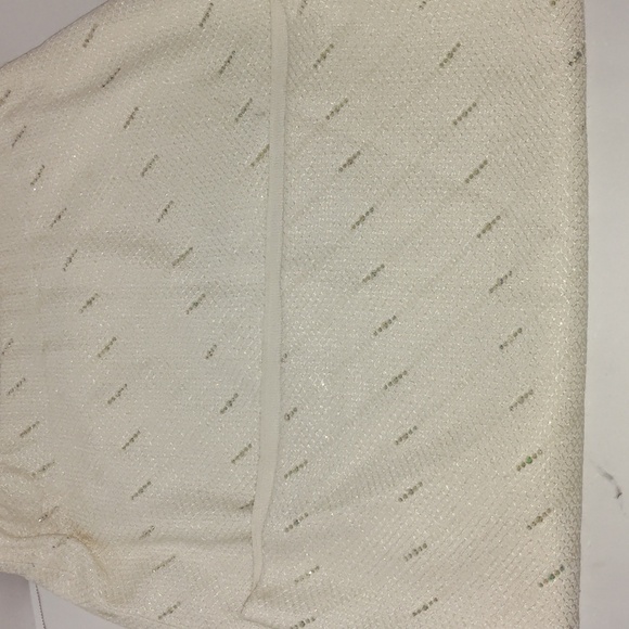 St John Evening By Marie Gray Skirt Rhinestone Sparkly Shiny  Off White Size 4 - Picture 8 of 12